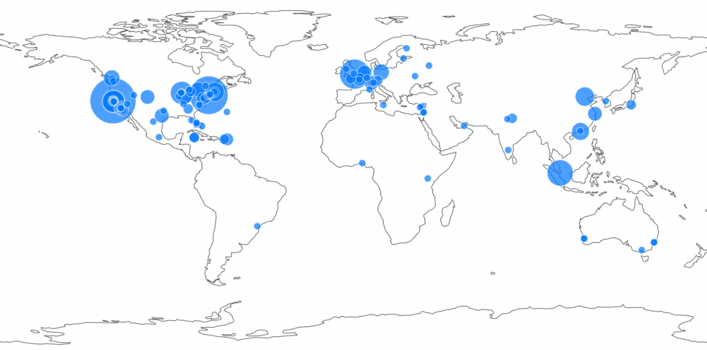 Heatmap listing crypto funds by city