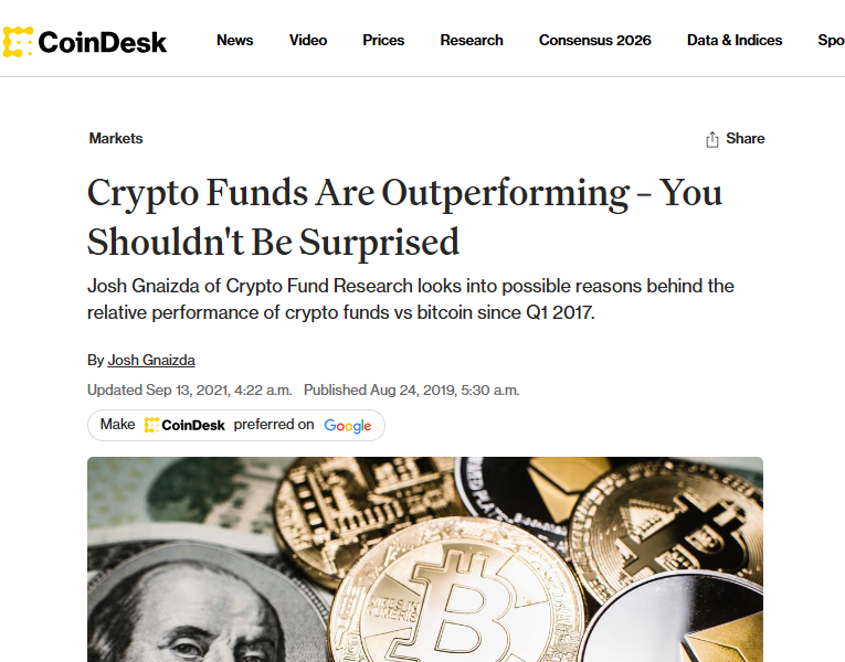 Crypto Funds Are Outperforming - You Shouldnt Be Surprised